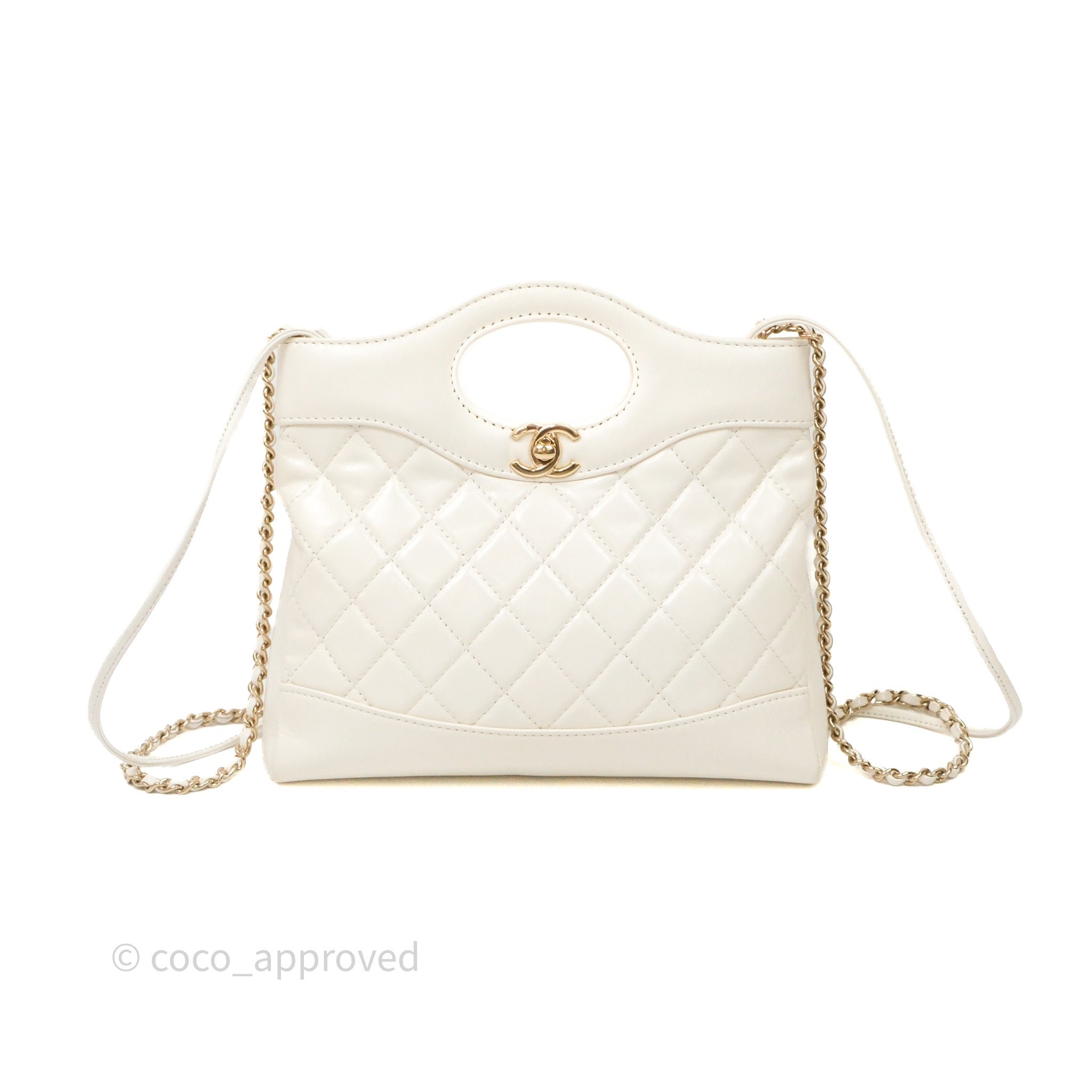 Chanel Mini 31 White Shiny Lambskin Light Gold Hardware
