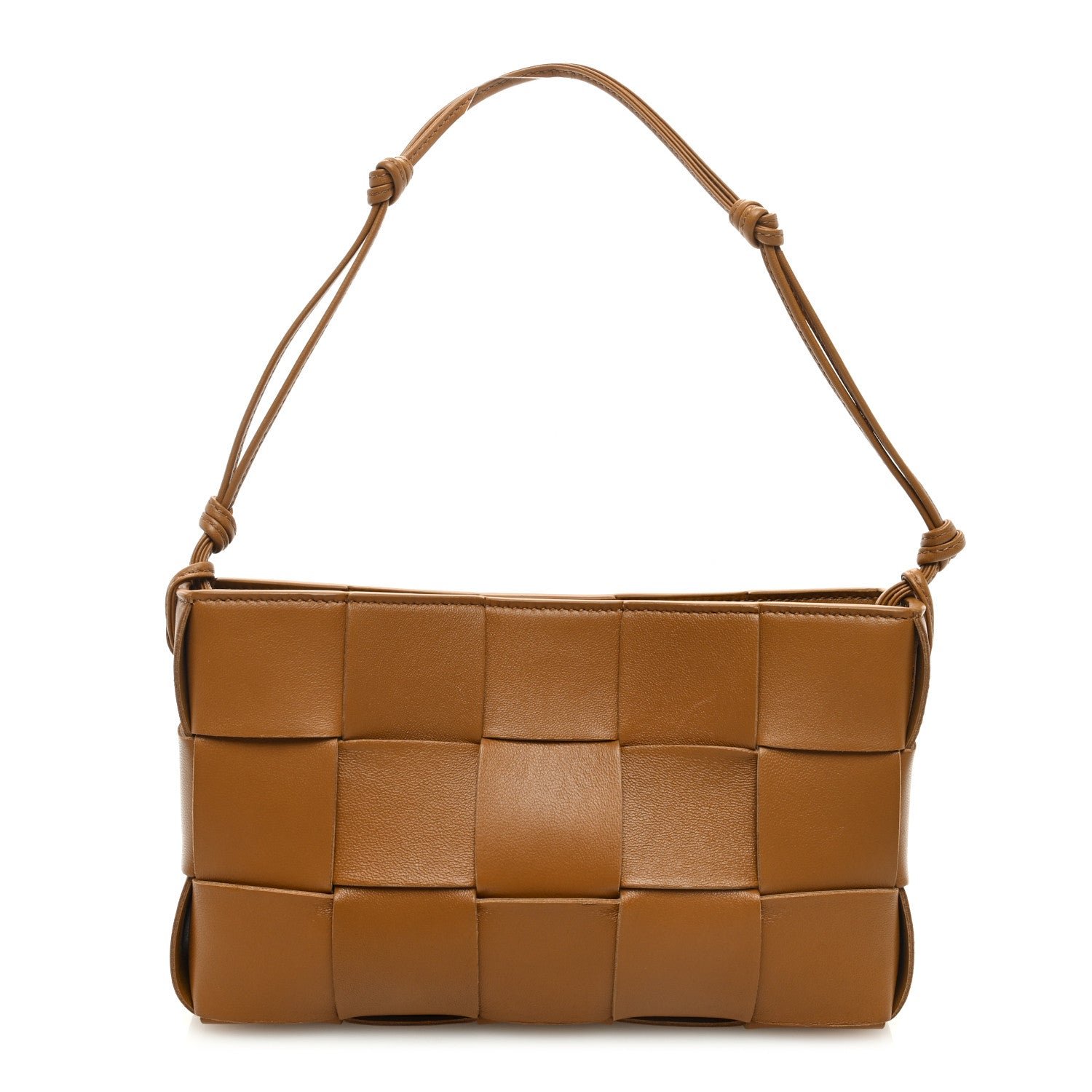 Bottega Veneta Calfskin Maxi Intrecciato Cassette Pouch On Strap Camel