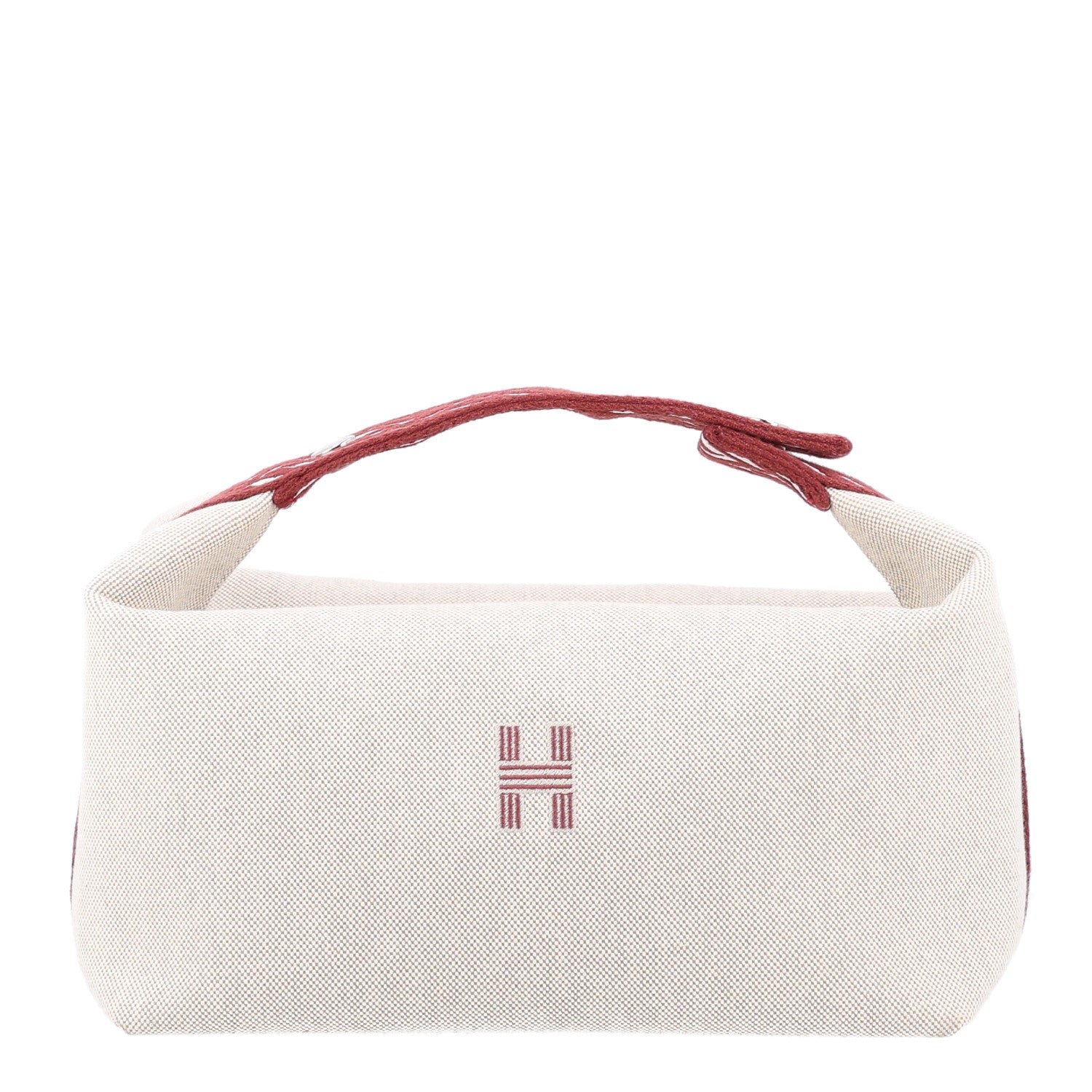 Hermes Canvas Large Bride-A-Brac Pouch Natural Rouge H