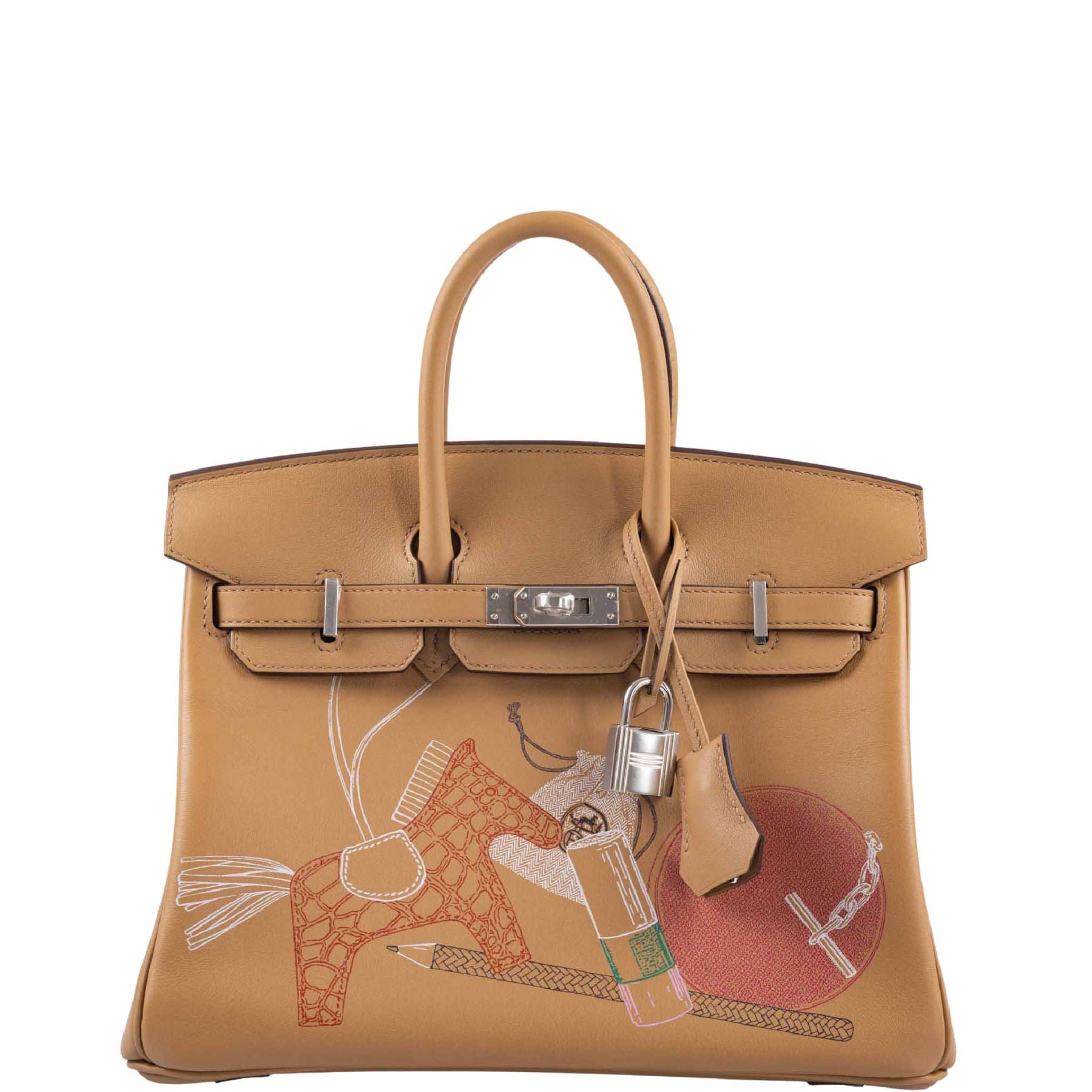 Hermes Hermès In and Out Birkin 25 Biscuit Printed Swift Palladium Hardware