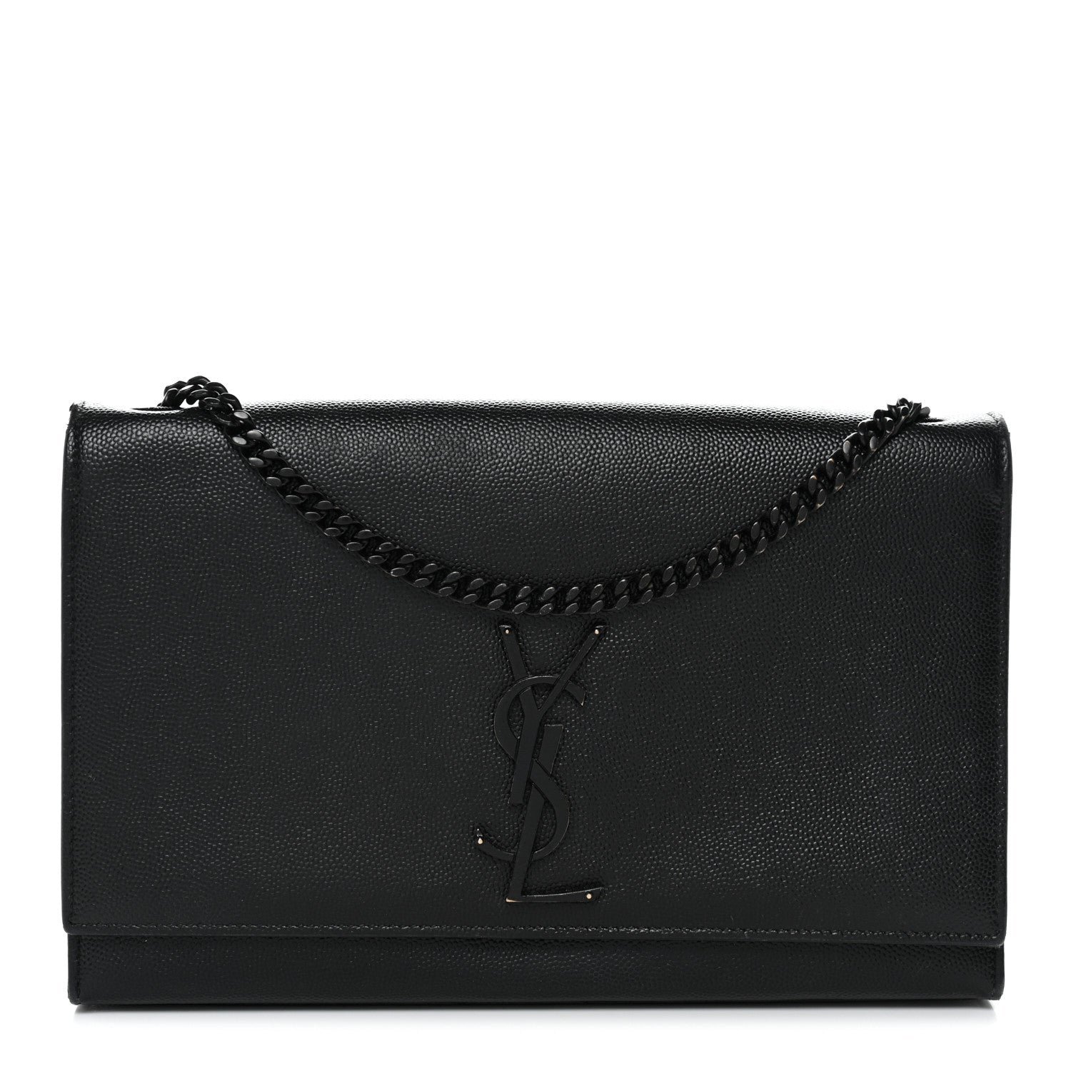 Saint Laurent Grain De Poudre Medium Classic Monogram Monochrome Kate Satchel Black