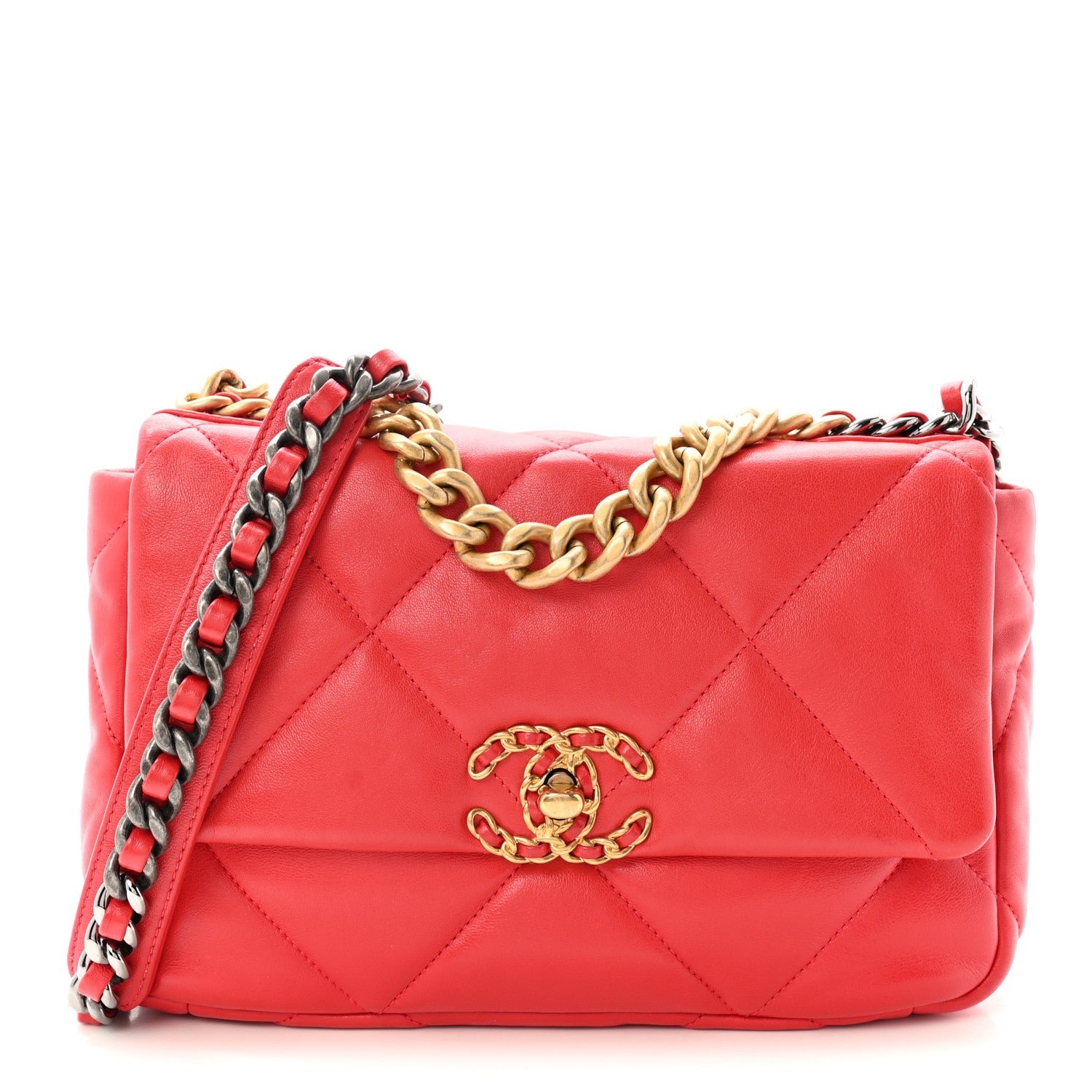 Chanel Goatskin Quilted Medium Chanel 19 Flap Pink