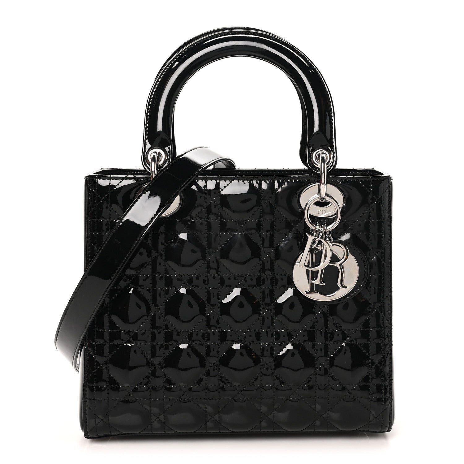 Christian Dior Patent Cannage Medium Lady Dior Black