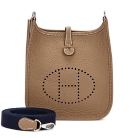 Hermes Etoupe Clemence Mini Evelyne II TPM 16 Palladium Hardware, 2024