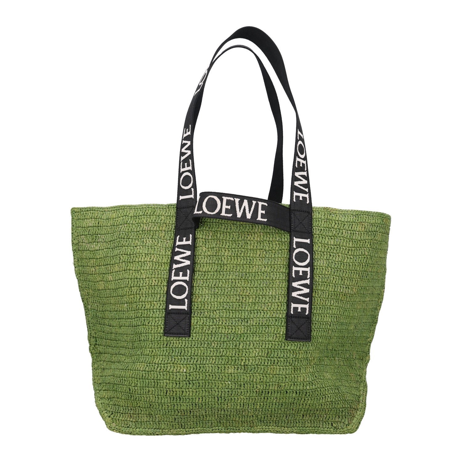 Loewe Raffia Paulas Ibiza Fold Shopper Tote Green