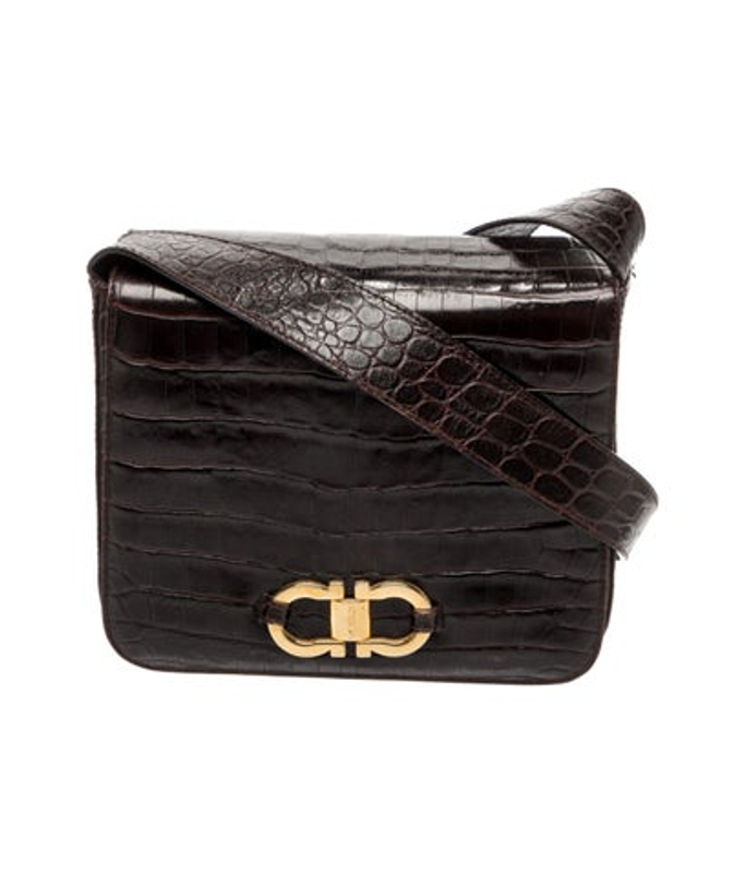 Salvatore Ferragamo Ferragamo Embossed Leather Messenger Bag