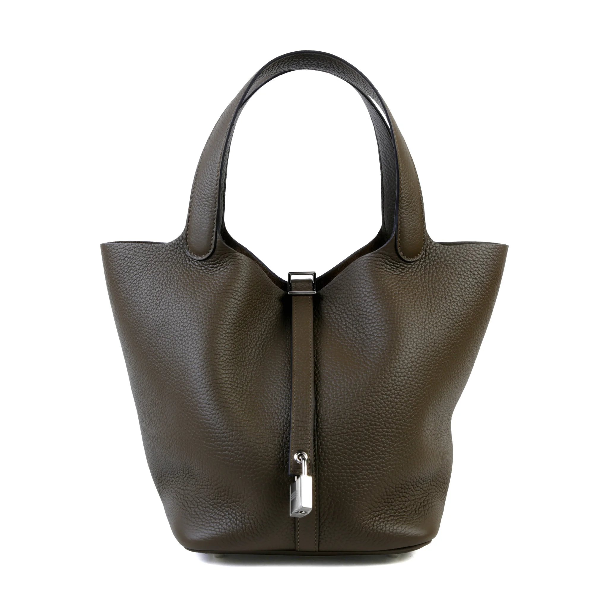 Brand New ( Rank N ) HERMÈS Picotin Lock MM Vert Loden (V8) Clemence Palladium hardware G (2026)