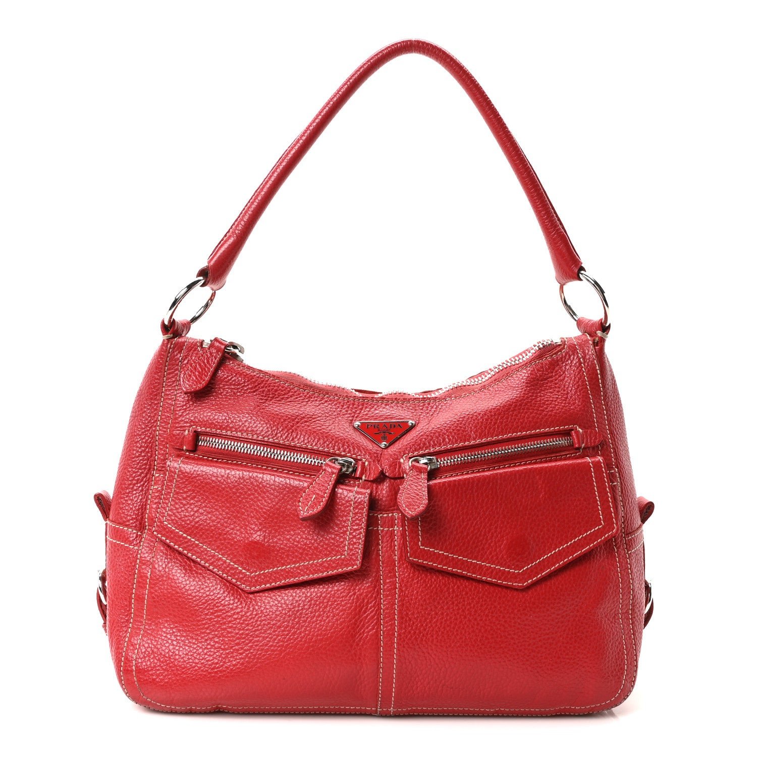 Prada Prada Buffalo Pocket Shoulder Bag Rosso