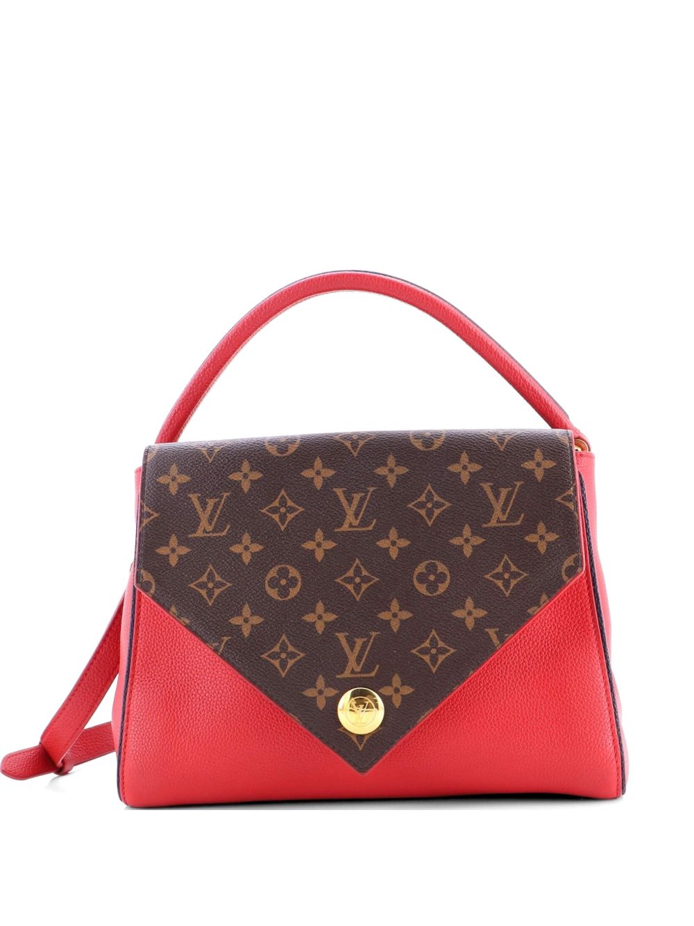 Double V Handbag Calfskin with Monogram Canvas satchel