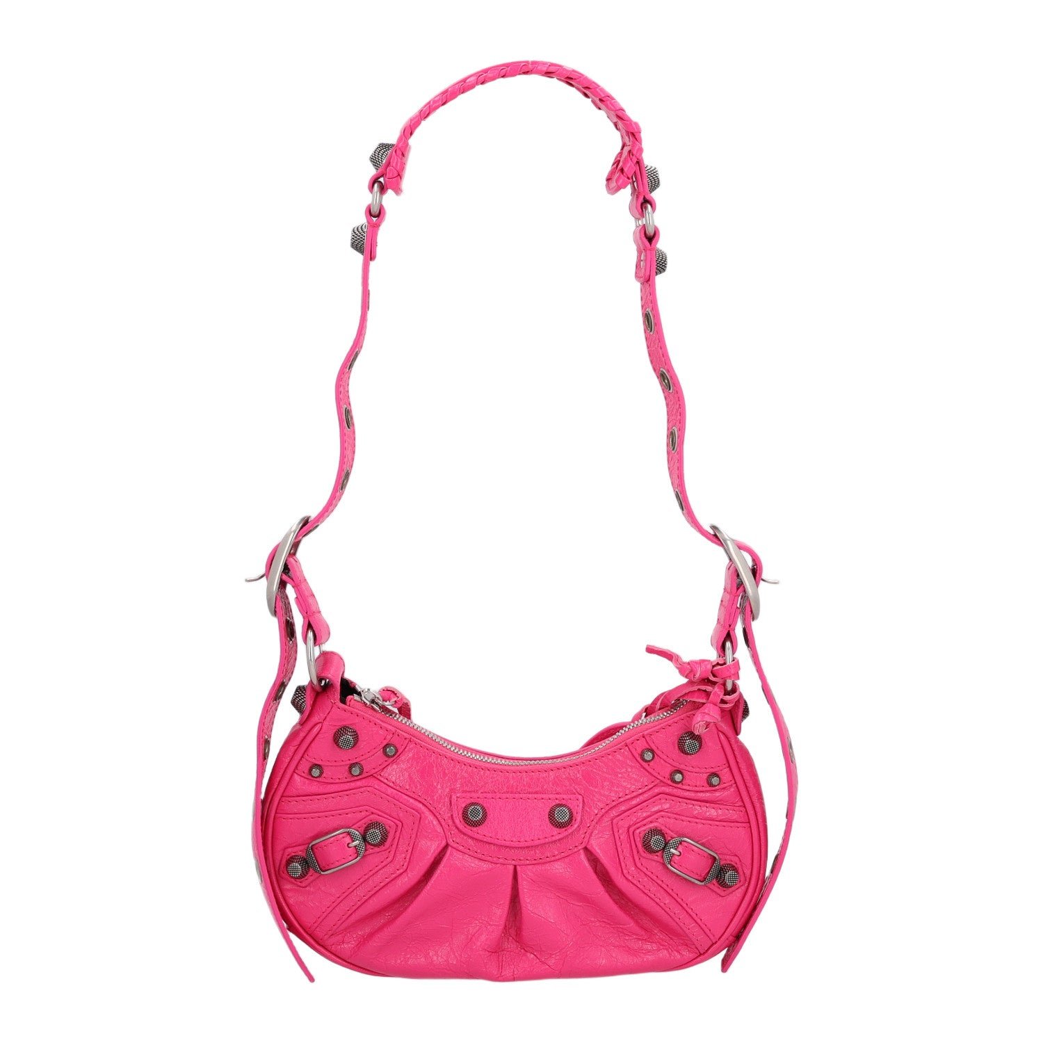 Balenciaga Agneau Arena Le Cagole Shoulder Bag XS Violet Fuxia