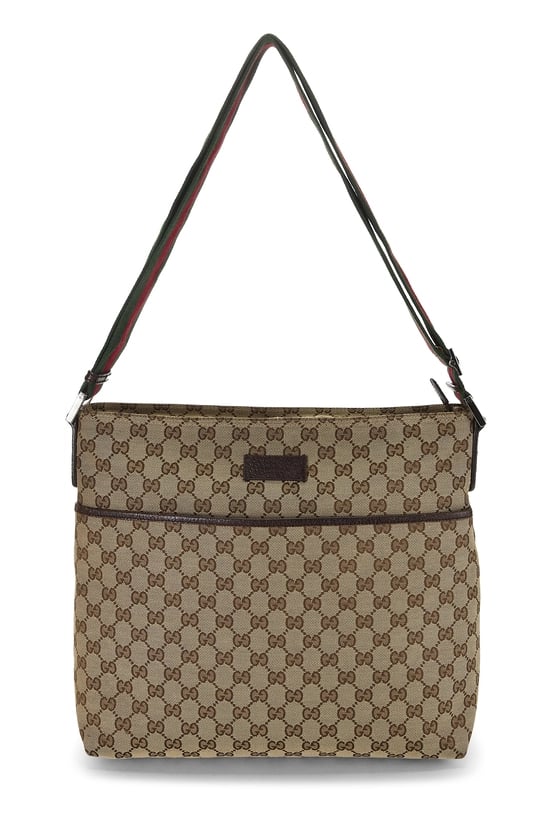 Brown Original GG Canvas Web Strap Pocket Messenger