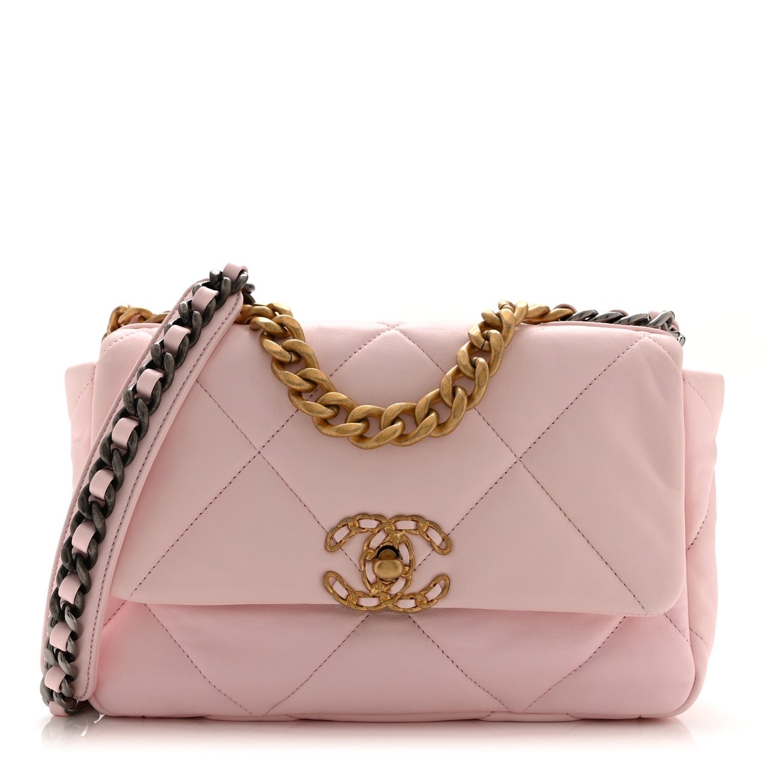 Chanel Lambskin Quilted Medium Chanel 19 Flap Light Pink