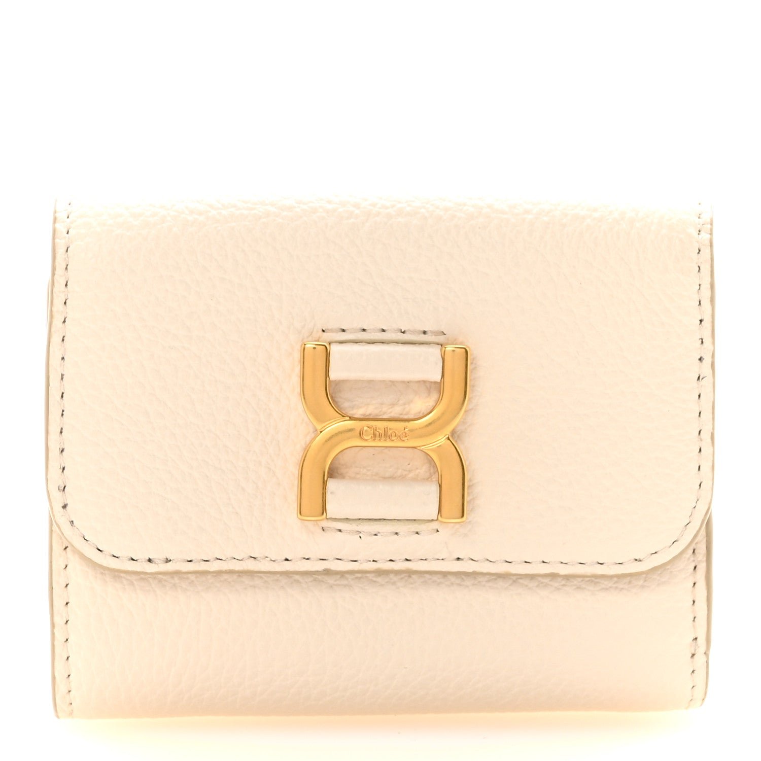Chloe Grained Calfskin Marcie Small Compact Wallet White