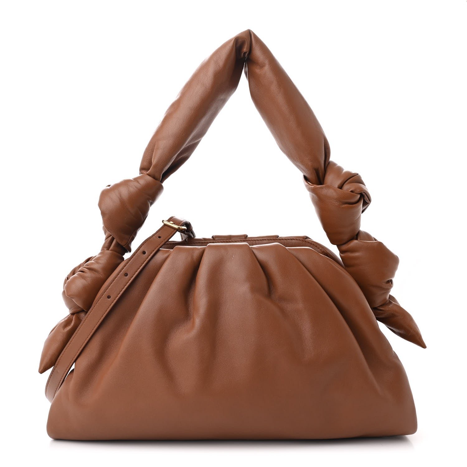 Miu Miu Miu Miu Nappa Knot Top Handle Shoulder Bag Cognac