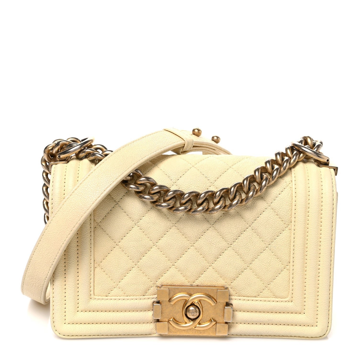 Chanel Caviar Quilted Small Boy Flap Yellow