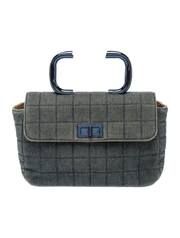 Denim Square Quilt Handle Bag