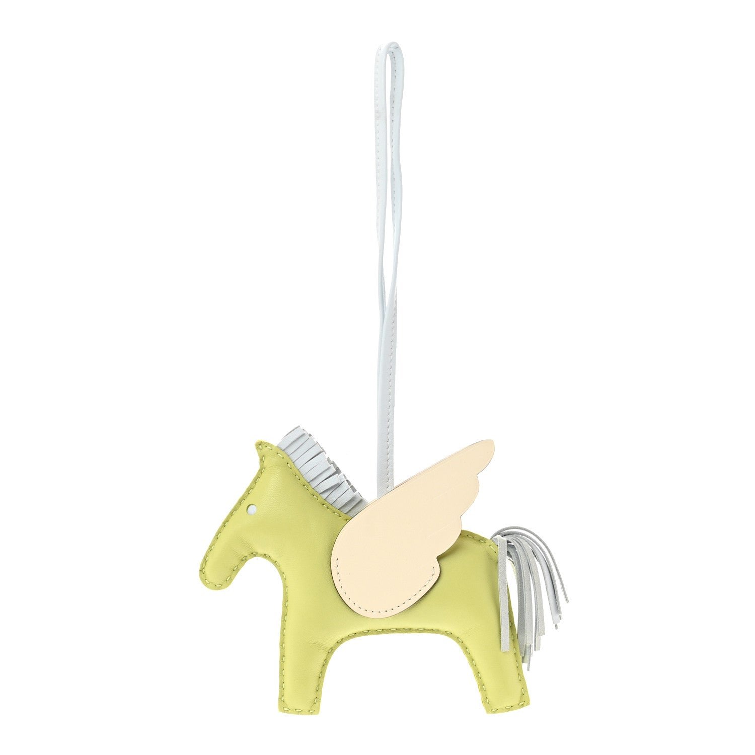 Hermes Milo Lambskin Grigri Rodeo Pegase Horse Bag Charm GM Jaune Bourgeon Bleu Brume Nata