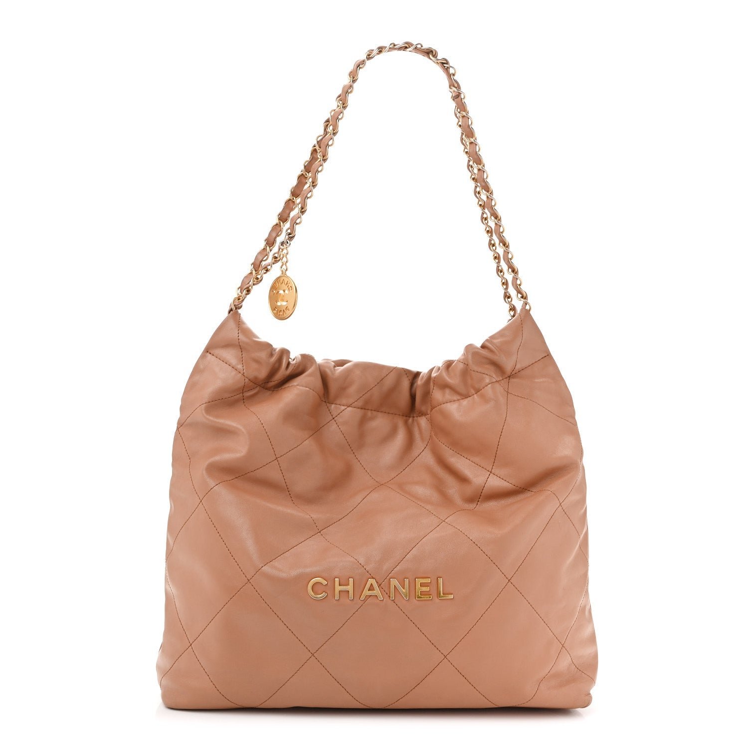 Chanel Shiny Calfskin Quilted Chanel 22 Beige