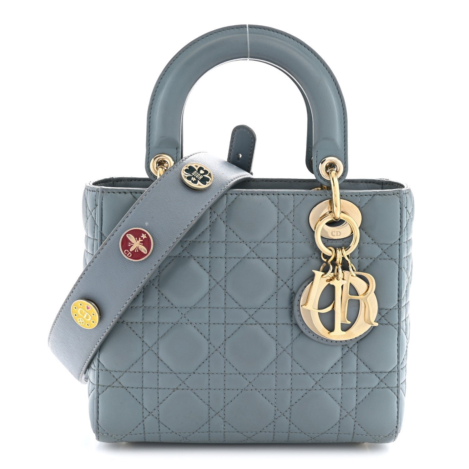 Christian Dior Lambskin Cannage Small Lucky Badges My Lady Dior Cloud Blue