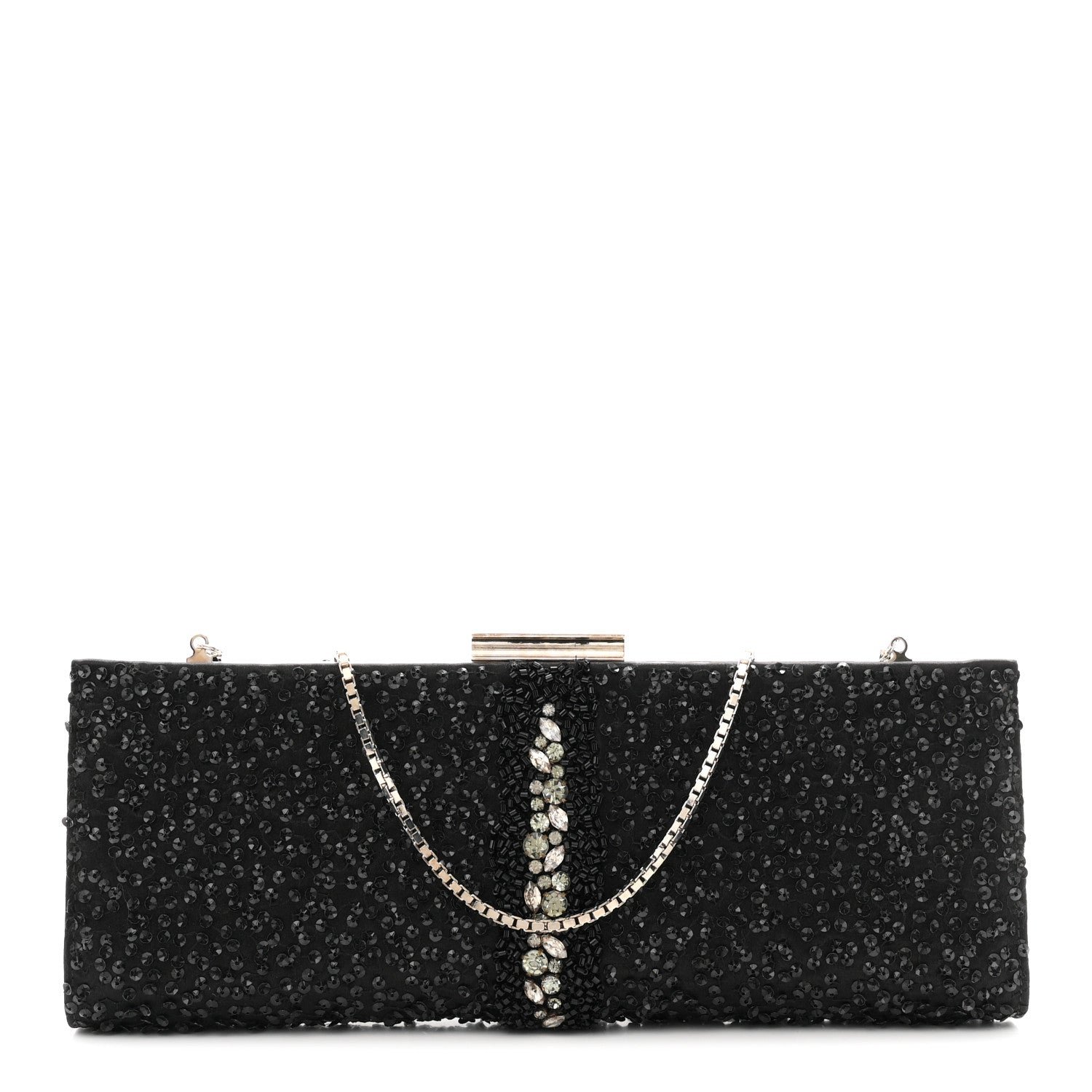 Salvatore Ferragamo Salvatore Ferragamo Satin Sequin Kameron Clutch Black