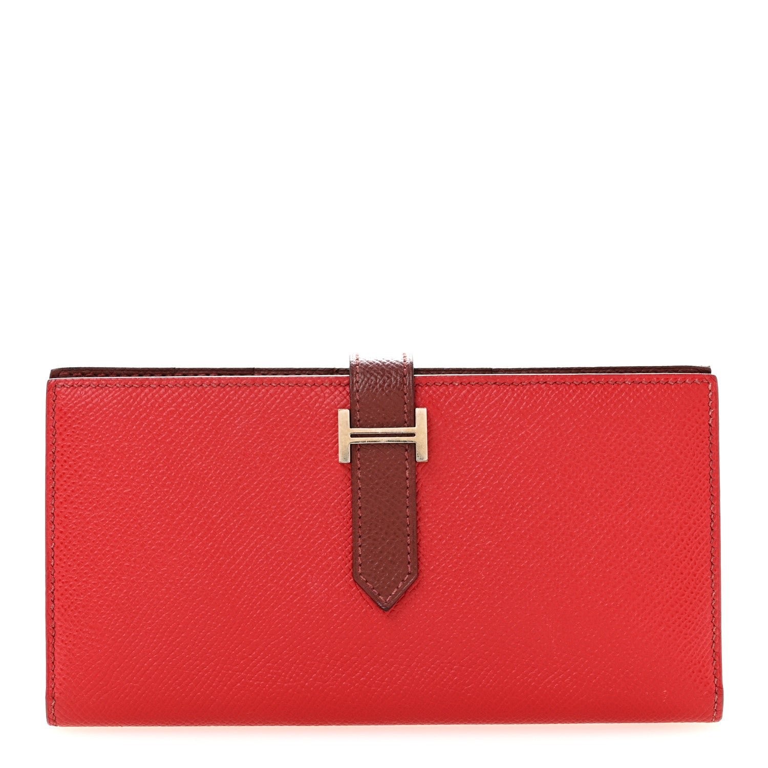 Hermes Epsom Bi-Color Bearn Gusset Wallet Rouge Casaque Rouge H