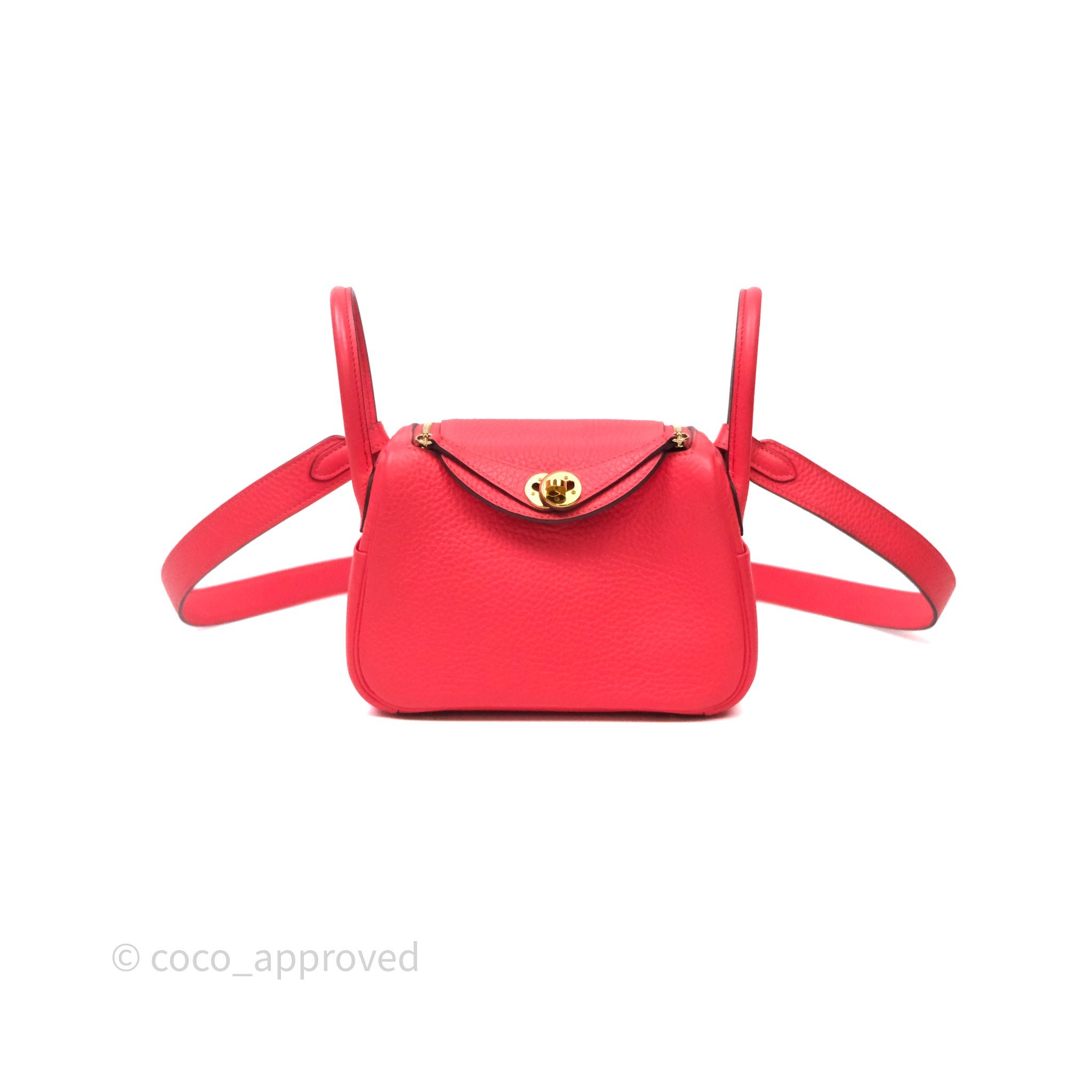 Hermès Mini Lindy 0E Rose Texas Clemence Gold Hardware