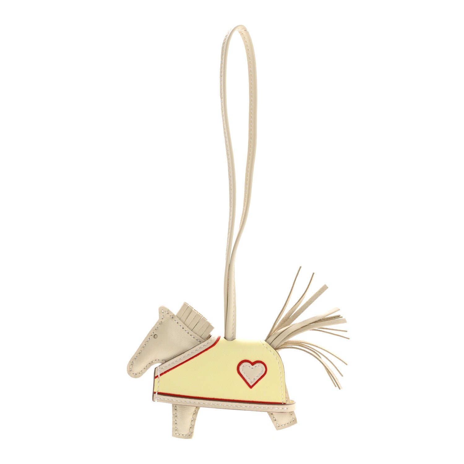 Hermes Milo Lambskin Grigri Rodeo Robeo Coeur Bag Charm PM Craie Jaune Milton Rouge Radieux