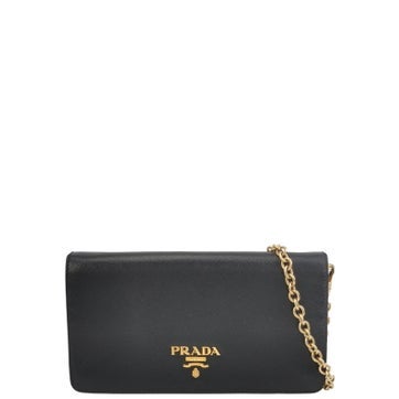 Saffiano Lux Leather Wallet On Chain