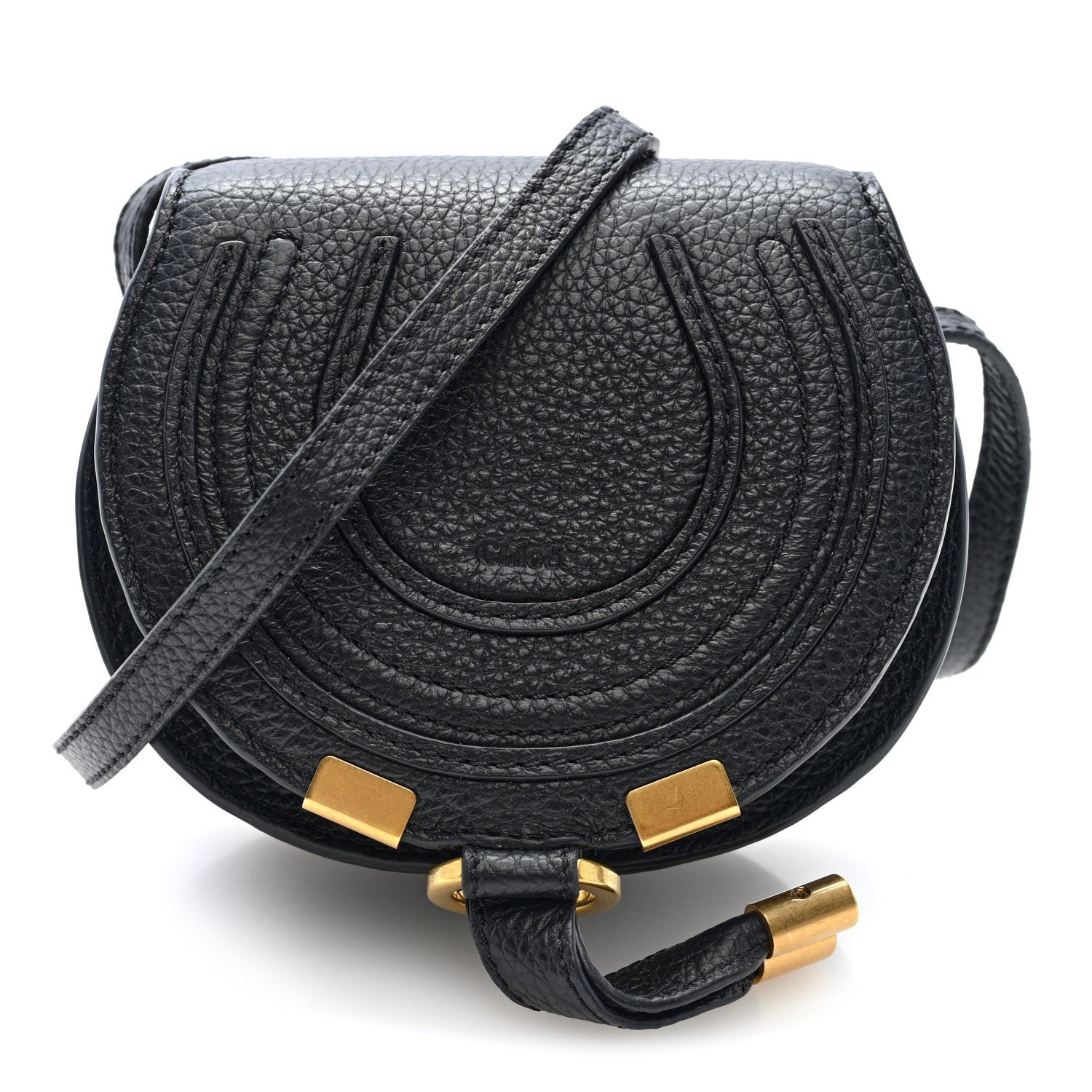Chloe Calfskin Nano Marcie Saddle Bag Black