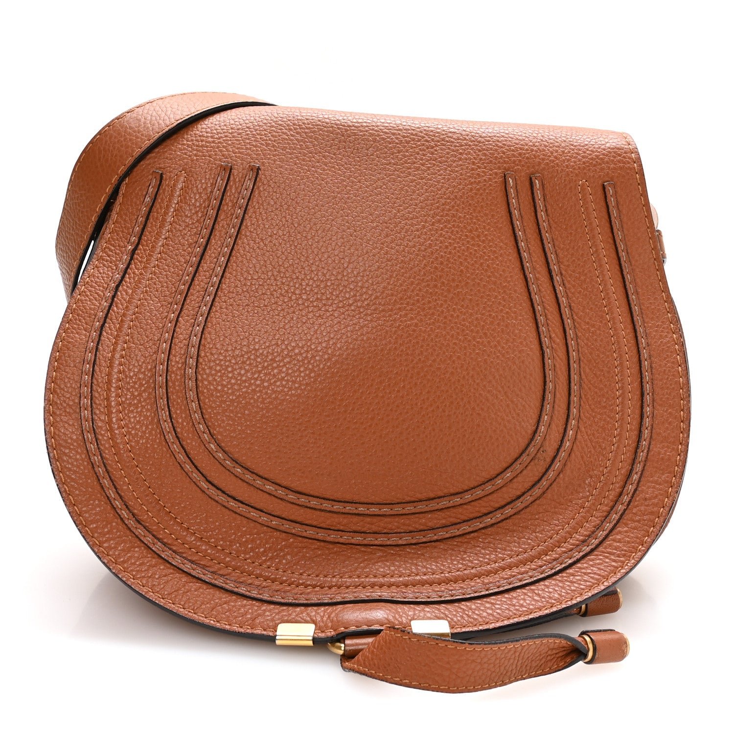 Chloe Calfskin Medium Marcie Round Crossbody Bag Tan