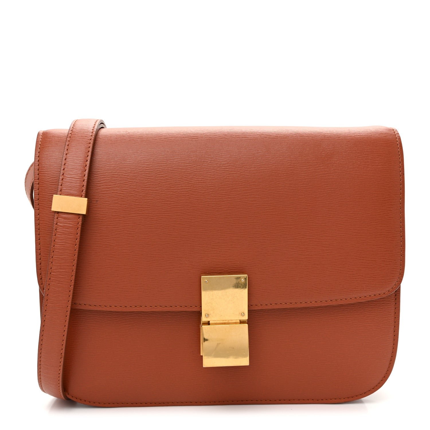 Celine Liege Calfskin Medium Classic Box Flap Bag Terracotta