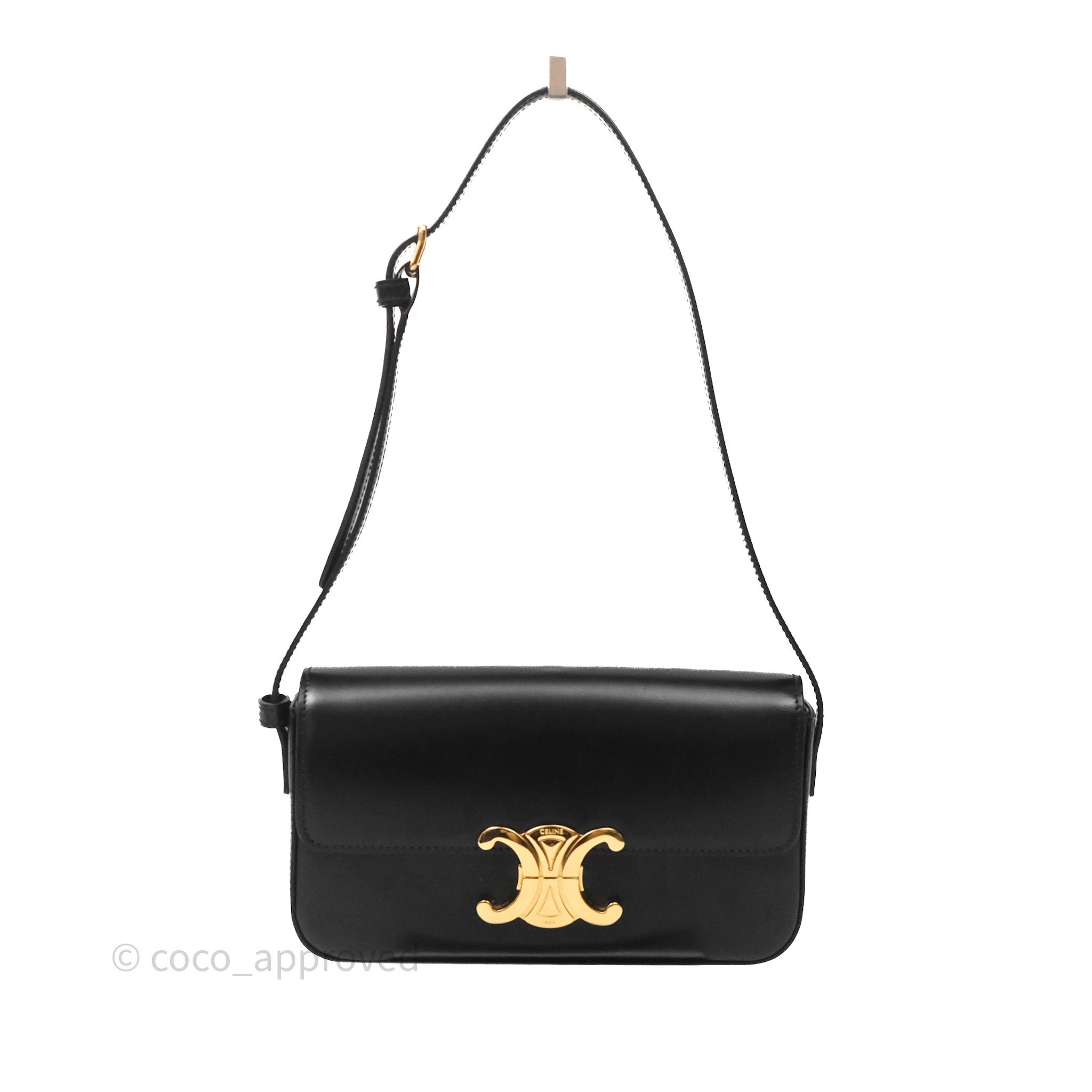 Celine Triomphe Shoulder Bag Black Calfskin