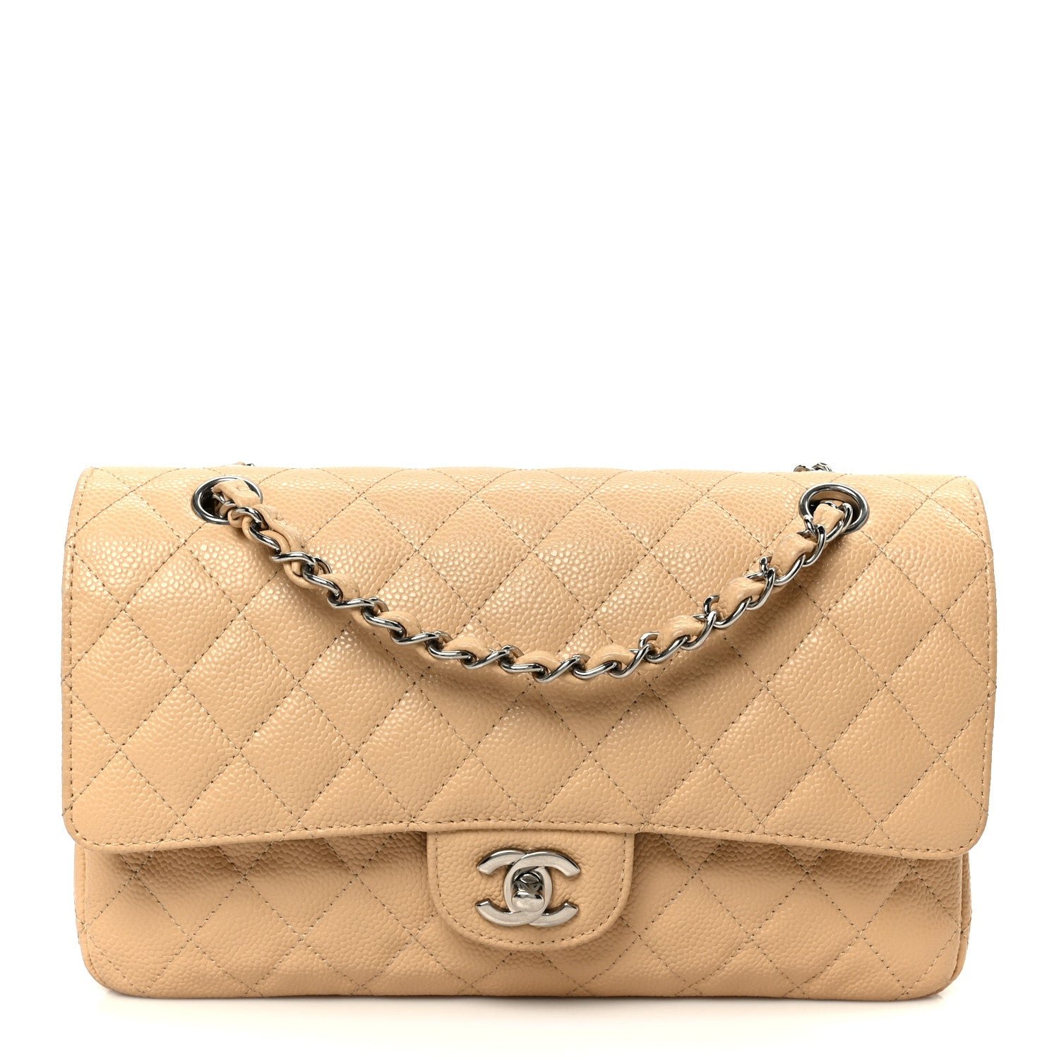 Chanel Caviar Quilted Medium Double Flap Beige