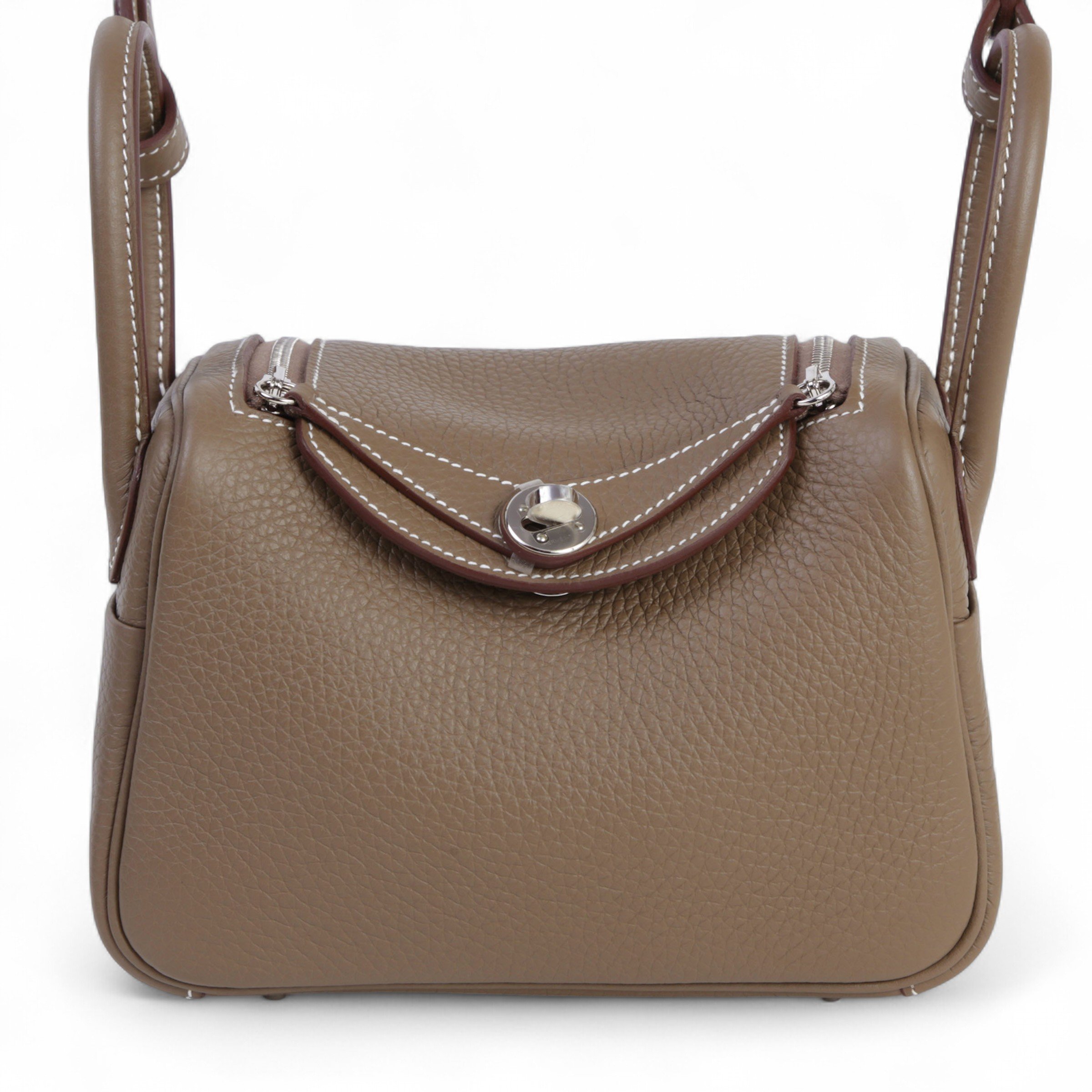 Hermes Unused ( Rank NS ) HERMÈS Mini Lindy II Etoupe (18) Clemence Palladium hardware W (2024)