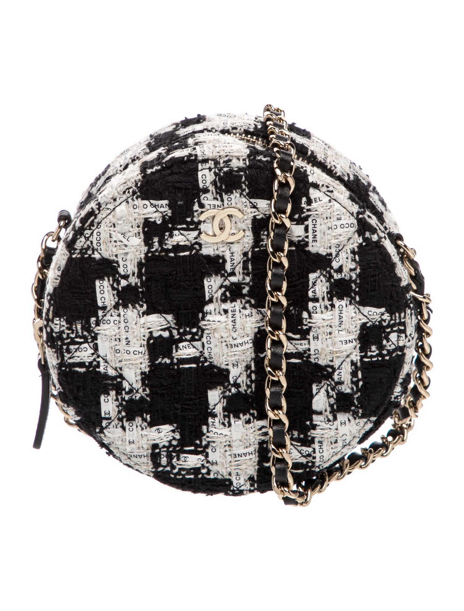 Round Tweed Clutch w/ Chain