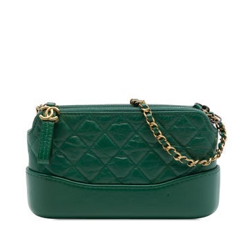 Aged Calfskin Gabrielle Double Zip Clutch with Chain