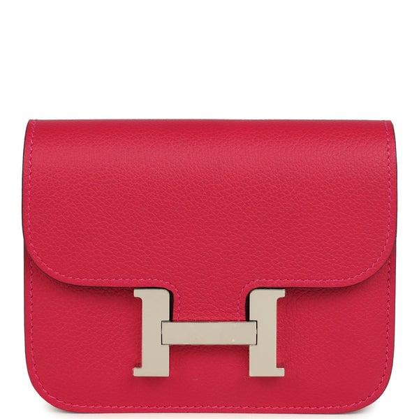 Hermes Hermes Constance Slim Wallet Framboise Verso Evercolor Palladium Hardware