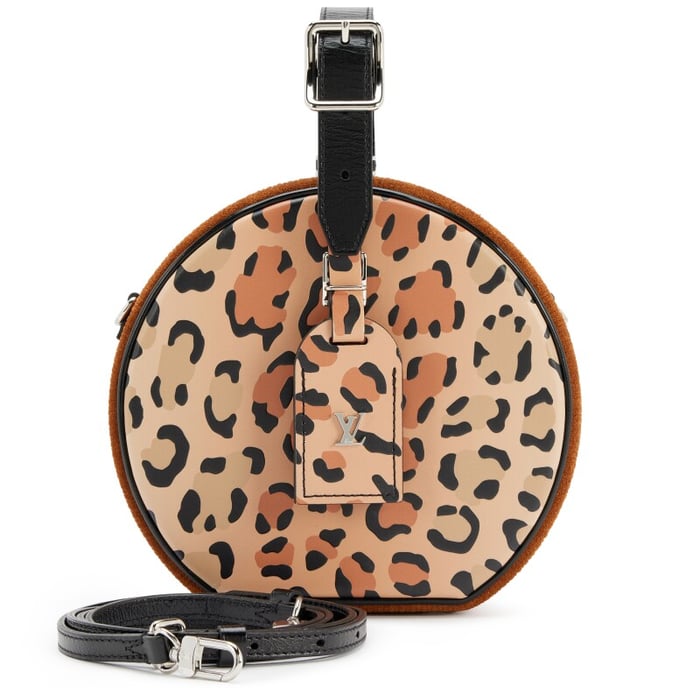 Louis Vuitton Brown Reverse Monogram Canvas, Corduroy, and Leopard Petit Boite Chapeau Souple Bag Silver Hardware, 2018