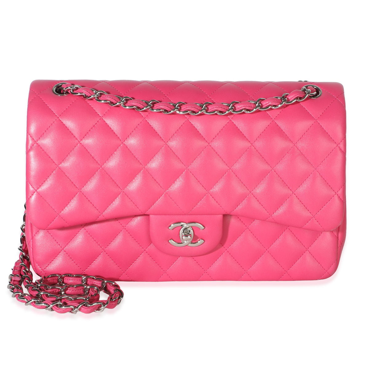 Pink Quilted Lambskin Jumbo Double Flap Bag