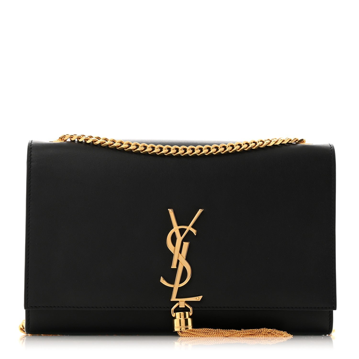 Saint Laurent Saint Laurent Grain De Poudre Medium Classic Monogram Kate Tassel Satchel Black