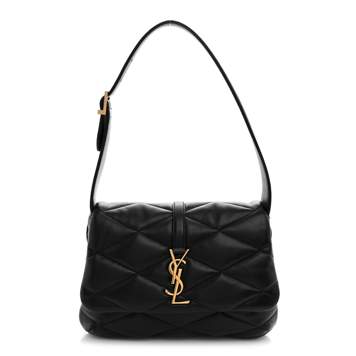 Saint Laurent Lambskin Quilted Le 57 Diamond Shoulder Bag Black