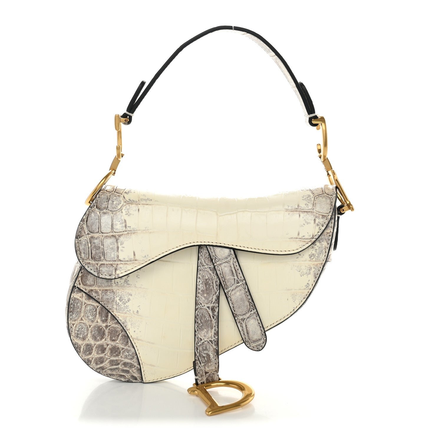 Christian Dior Niloticus Crocodile Himalaya Mini Saddle Bag Latte