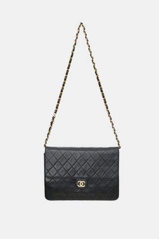Vintage Quilted Leather Half Flap Bag