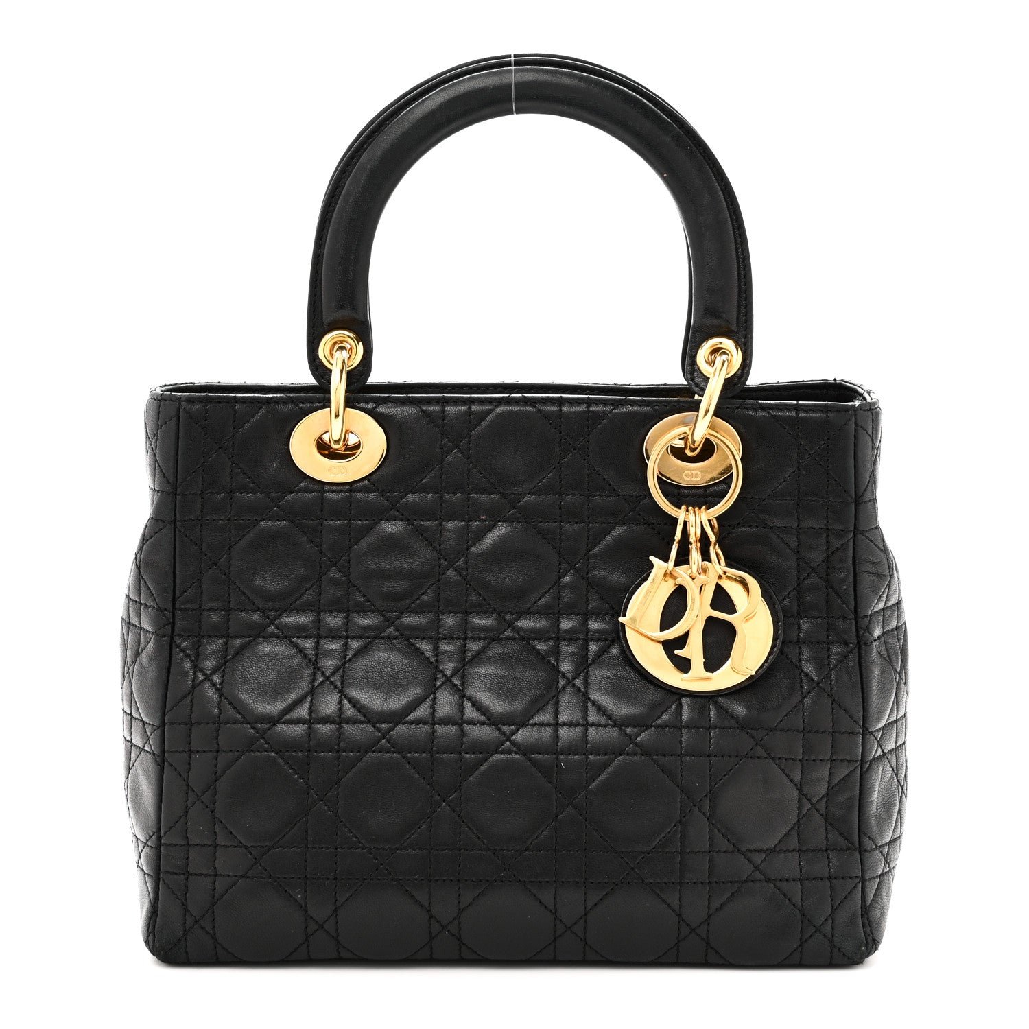 Christian Dior Lambskin Cannage Medium Lady Dior Black