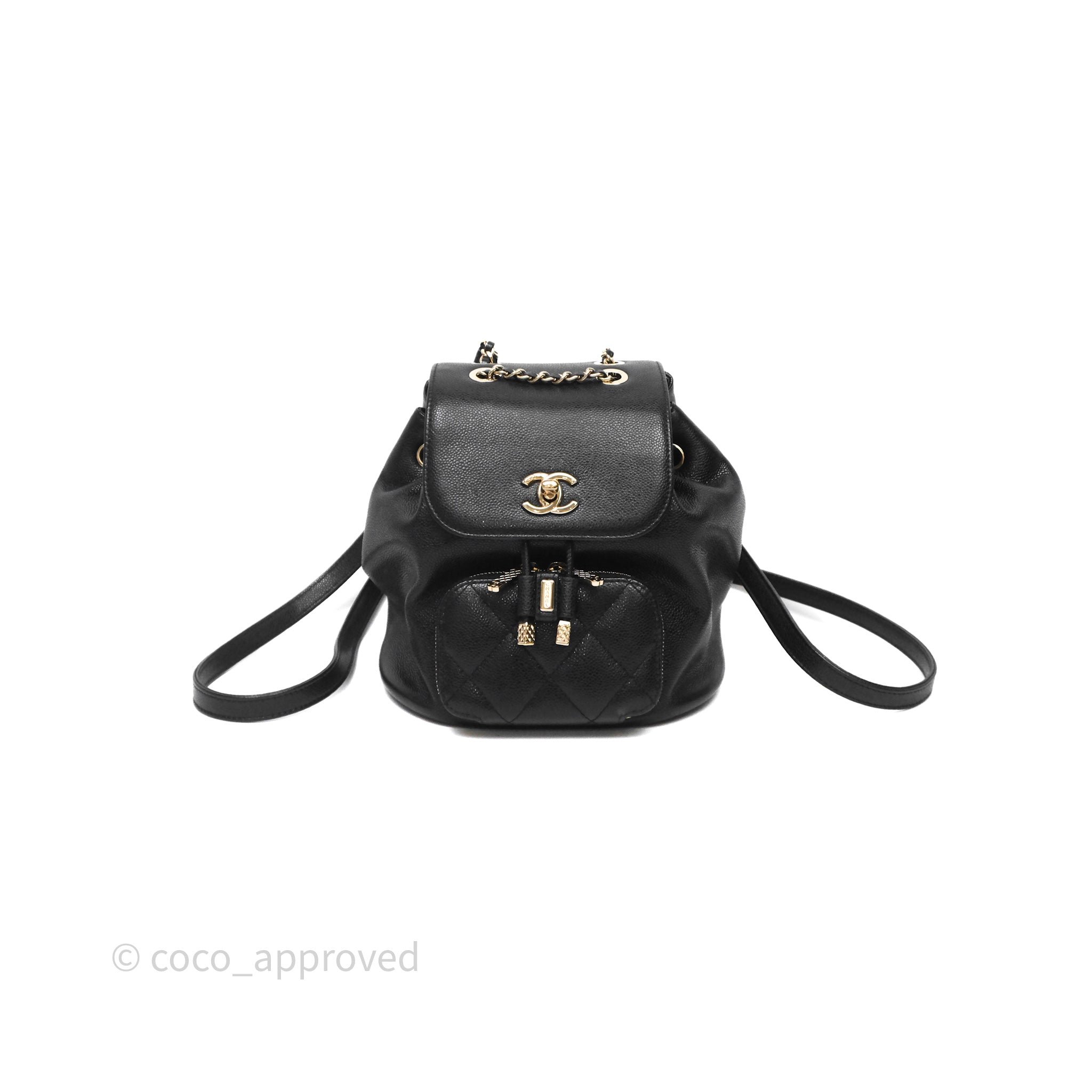 Chanel Quilted Mini Business Affinity Backpack Black Caviar Gold Hardware