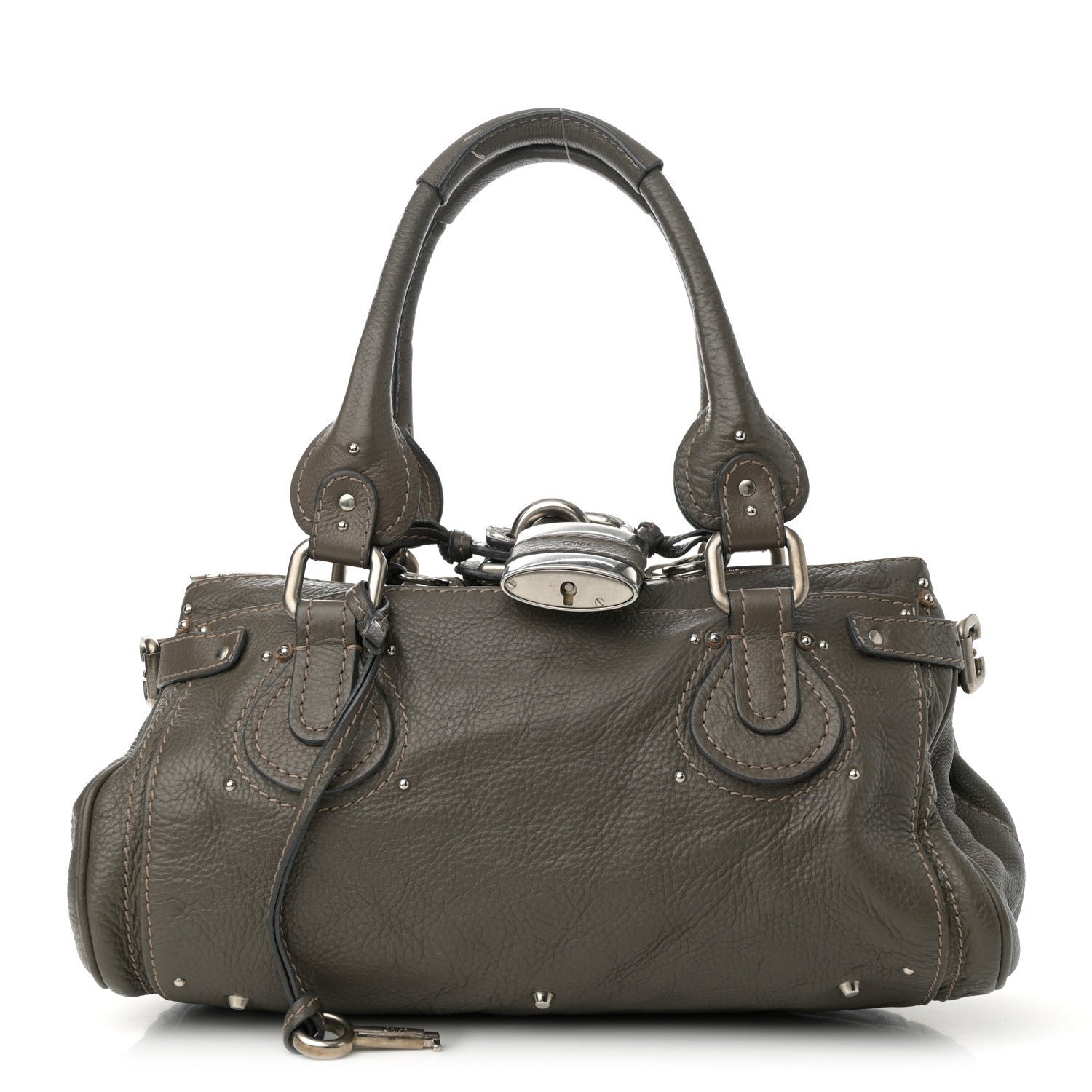 Chloe Calfskin Medium Paddington Satchel Gris Vert