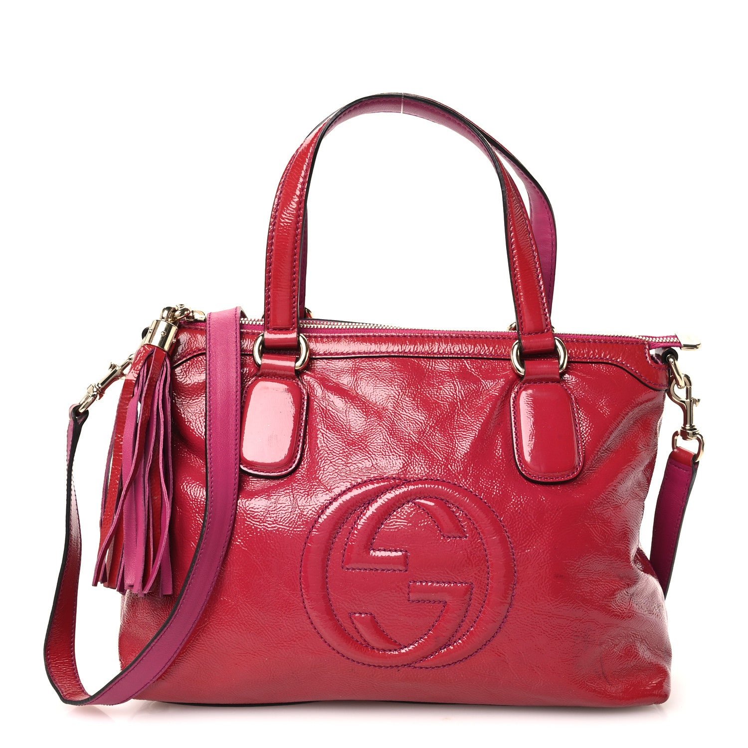 Gucci Vernice Naplack Small Soho Top Handle Satchel Uniform Red