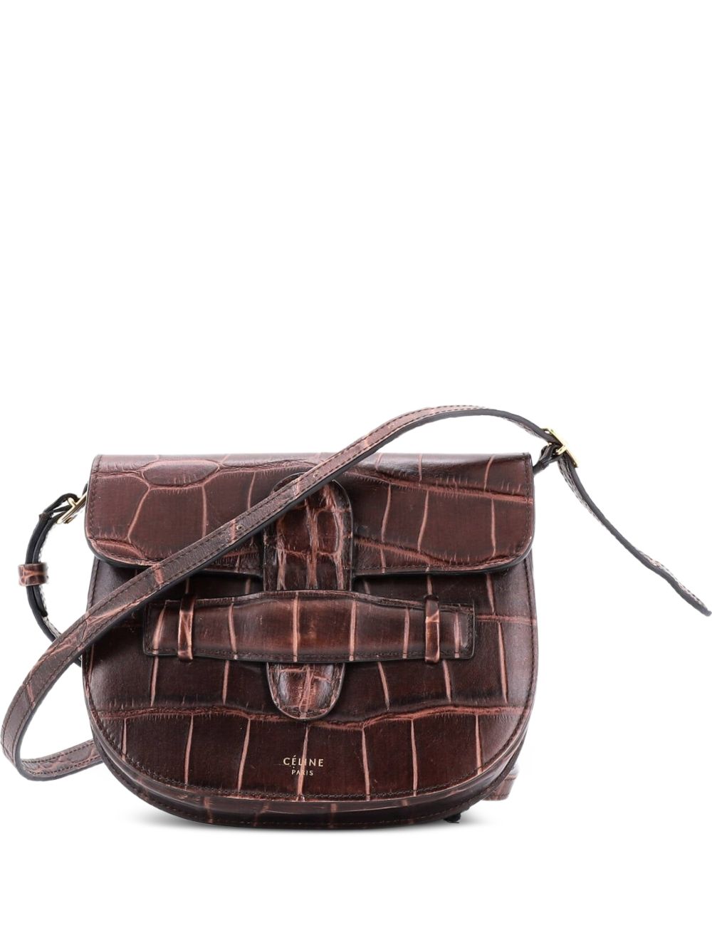 Symmetrical Shoulder Bag Crocodile Embossed Leather Mini belt bag