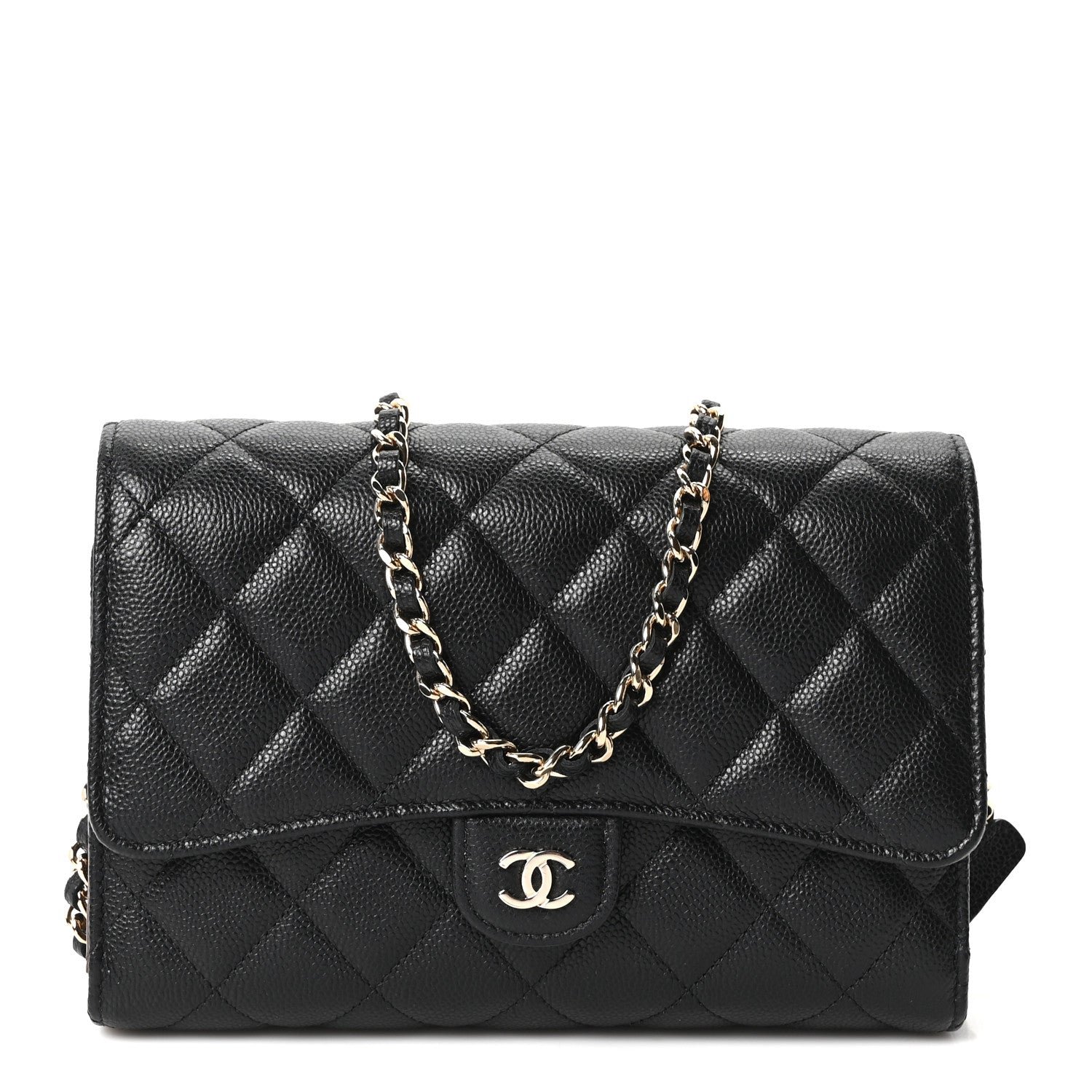 Chanel Caviar Quilted Compact Wallet On Chain WOC  Black