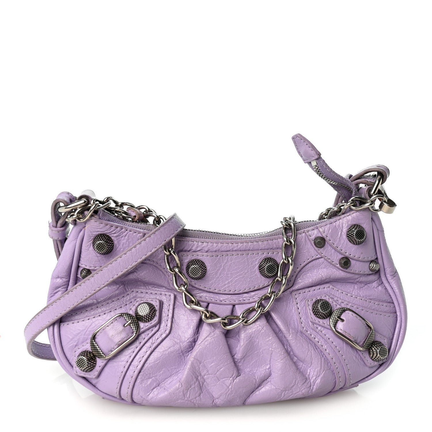 Balenciaga Agneau Arena Le Cagole Mini Purse With Chain Lilac